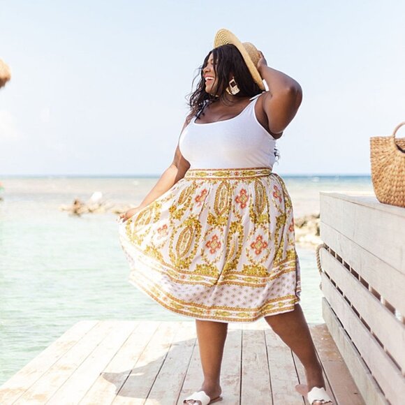 Anthropologie Echarpe scarf retro pleated pockets lavender midi skirt large - Picture 1 of 9